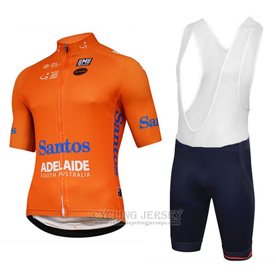 2018 Cycling Jersey Tour Down Under Santos Orange Short Sleeve and Bib Short